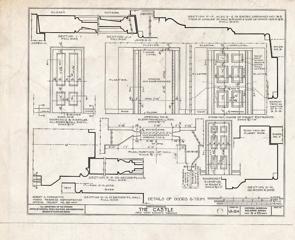 Blueprint HABS VA,64-TUN.V,2- (Sheet 8 of 13) - Castle, State Route 608 Vicinity, Tunstall, New Kent County, VA