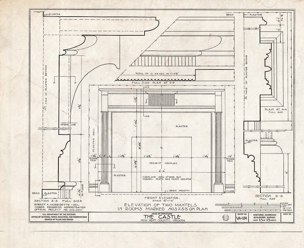 Blueprint HABS VA,64-TUN.V,2- (Sheet 13 of 13) - Castle, State Route 608 Vicinity, Tunstall, New Kent County, VA