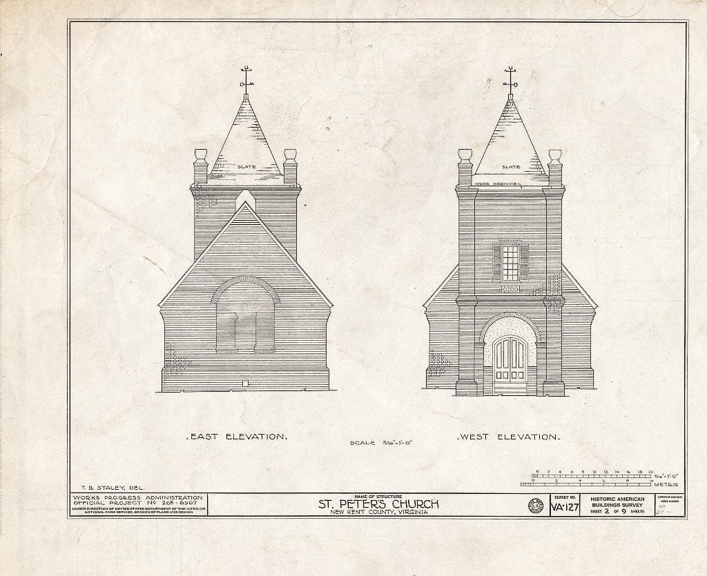 Blueprint HABS VA,64-TUN.V,4- (Sheet 2 of 9) - St. Peter's Church, State Route 642, Tunstall, New Kent County, VA
