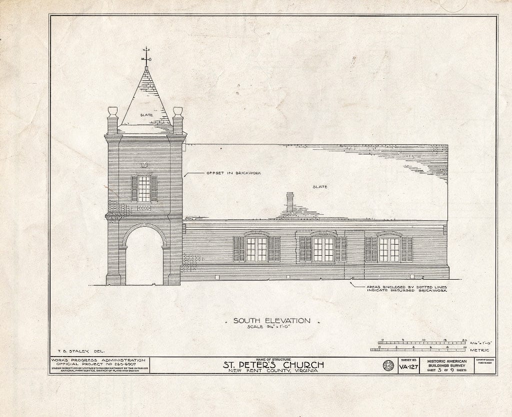 Blueprint HABS VA,64-TUN.V,4- (Sheet 3 of 9) - St. Peter's Church, State Route 642, Tunstall, New Kent County, VA