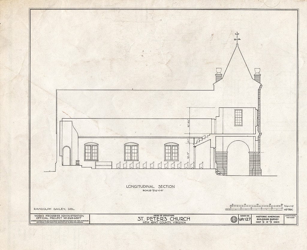 Blueprint HABS VA,64-TUN.V,4- (Sheet 5 of 9) - St. Peter's Church, State Route 642, Tunstall, New Kent County, VA