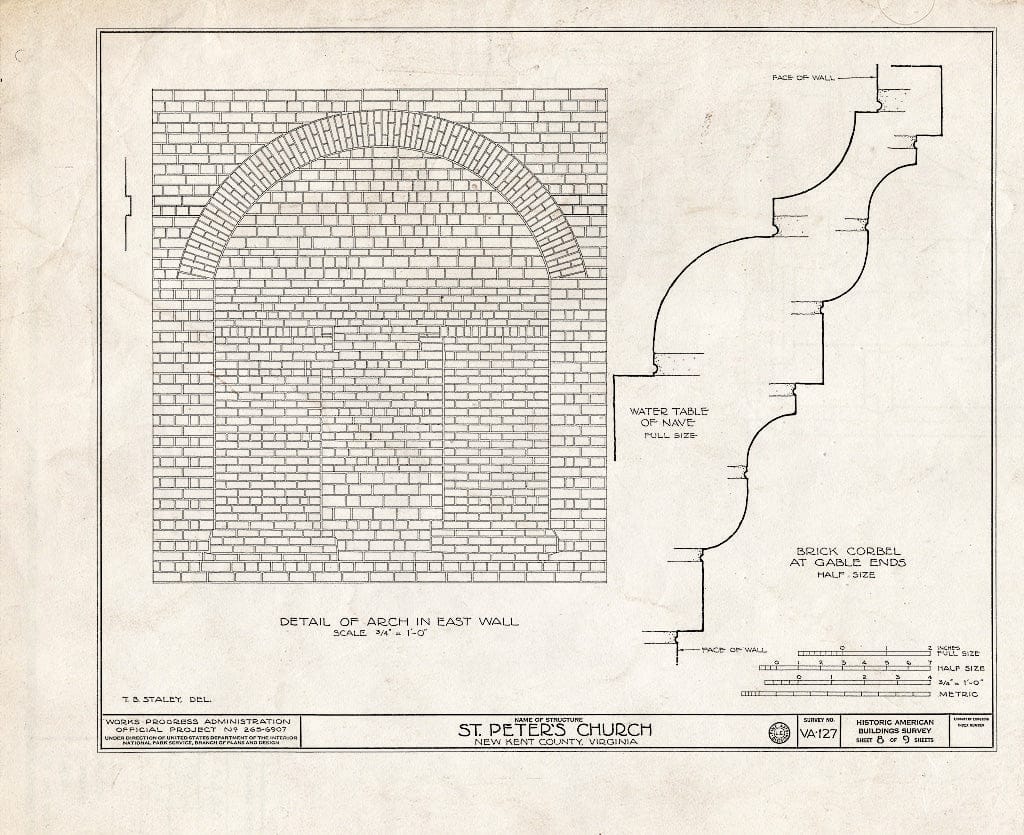 Blueprint HABS VA,64-TUN.V,4- (Sheet 8 of 9) - St. Peter's Church, State Route 642, Tunstall, New Kent County, VA