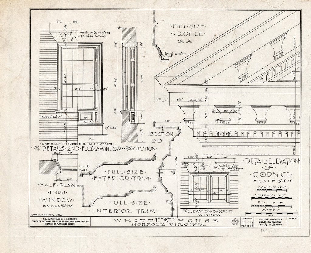 Blueprint HABS VA,65-NORF,6- (Sheet 3 of 5) - Whittle House, 225 West Freemason Street, Norfolk, Norfolk, VA