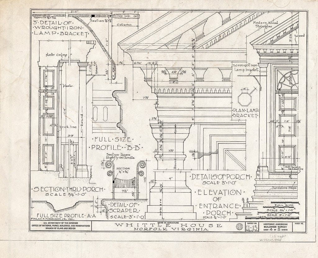 Blueprint HABS VA,65-NORF,6- (Sheet 4 of 5) - Whittle House, 225 West Freemason Street, Norfolk, Norfolk, VA