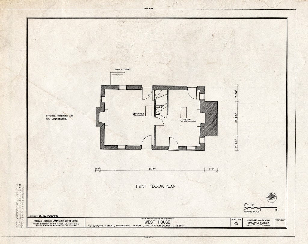 Blueprint HABS VA,66-BRIG.V,1- (Sheet 2 of 3) - West House, Westerhouse Creek, Bridgetown, Northampton County, VA