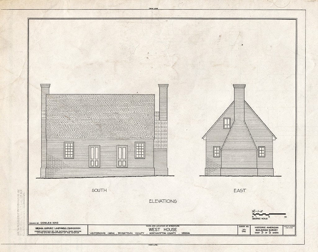 Blueprint HABS VA,66-BRIG.V,1- (Sheet 3 of 3) - West House, Westerhouse Creek, Bridgetown, Northampton County, VA