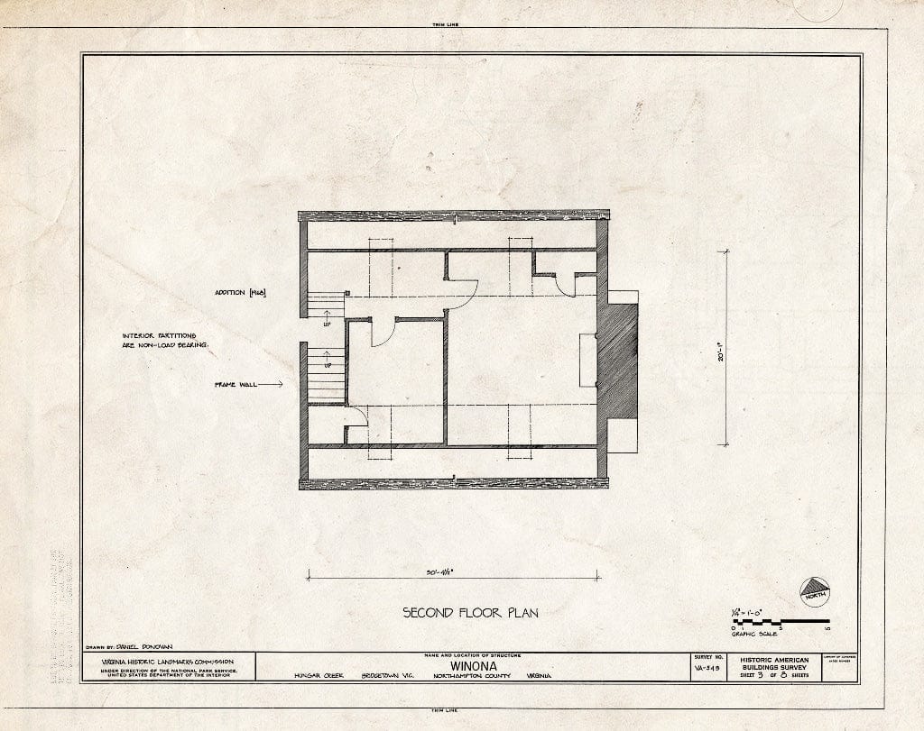 Blueprint HABS VA,66-BRIG.V,2- (Sheet 3 of 8) - Winona, Hungar Creek, Bridgetown, Northampton County, VA