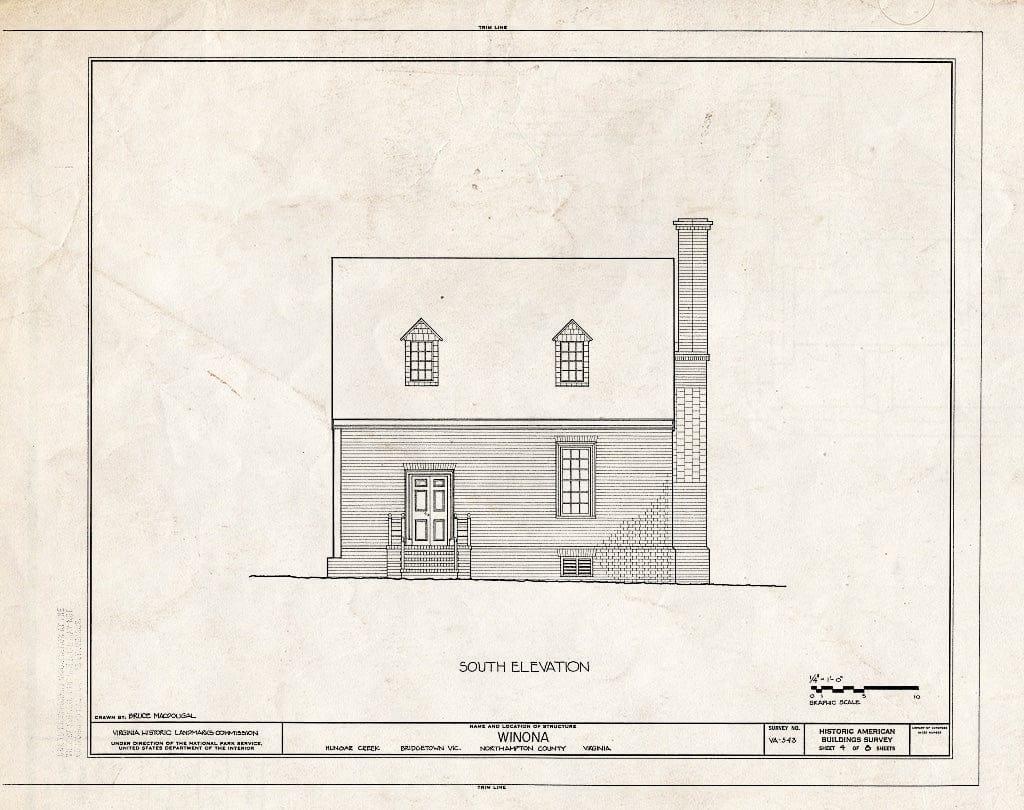 Blueprint HABS VA,66-BRIG.V,2- (Sheet 4 of 8) - Winona, Hungar Creek, Bridgetown, Northampton County, VA