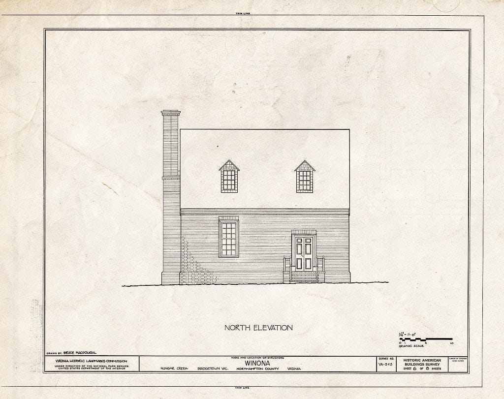 Blueprint HABS VA,66-BRIG.V,2- (Sheet 6 of 8) - Winona, Hungar Creek, Bridgetown, Northampton County, VA