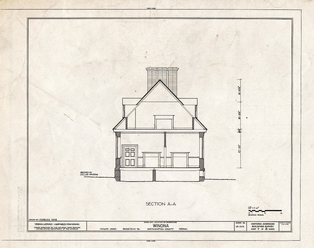 Blueprint HABS VA,66-BRIG.V,2- (Sheet 7 of 8) - Winona, Hungar Creek, Bridgetown, Northampton County, VA