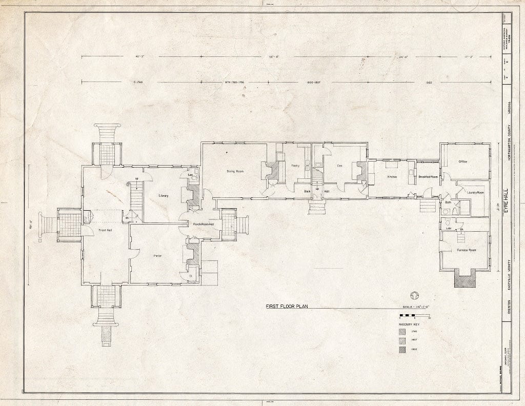 Blueprint HABS VA,66-Cher.V,1- (Sheet 2 of 6) - Eyre Hall, U.S. Route 13 & State Route 636 Vicinity, Cheriton, Northampton County, VA