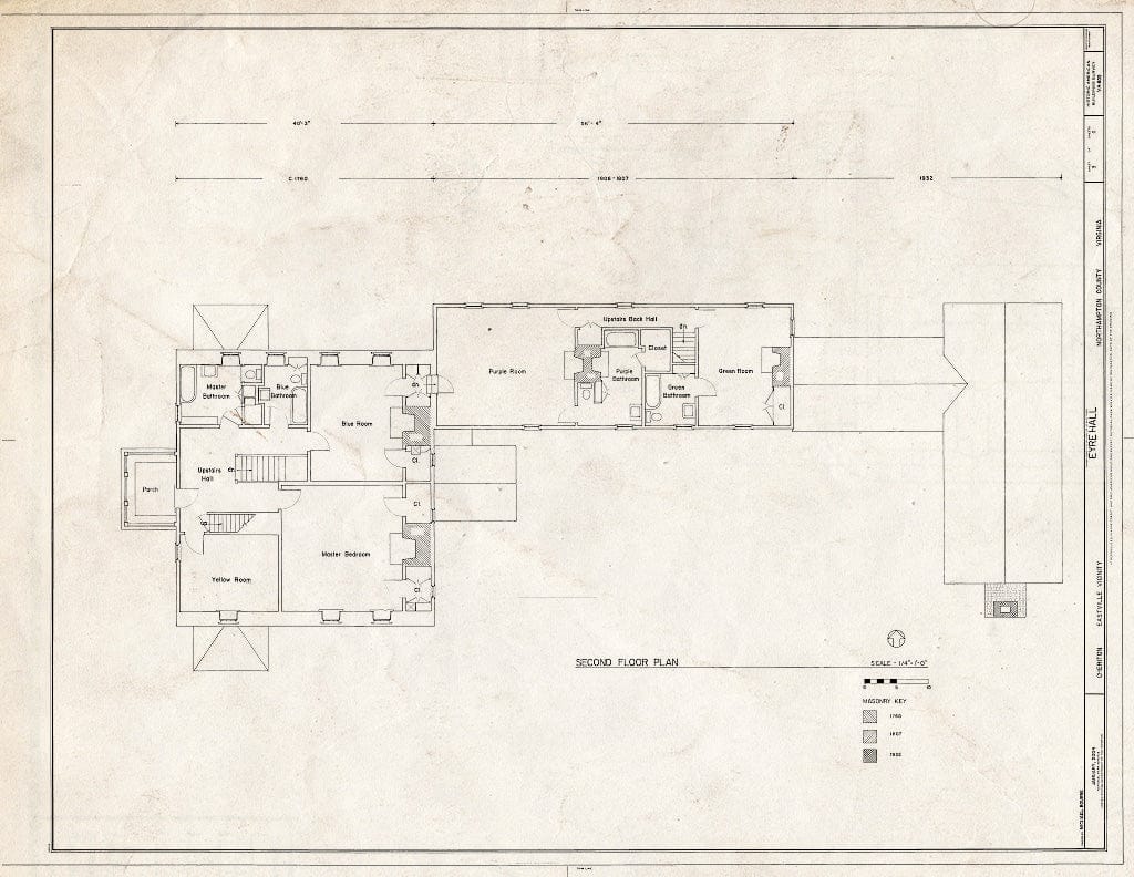 Blueprint HABS VA,66-Cher.V,1- (Sheet 3 of 6) - Eyre Hall, U.S. Route 13 & State Route 636 Vicinity, Cheriton, Northampton County, VA