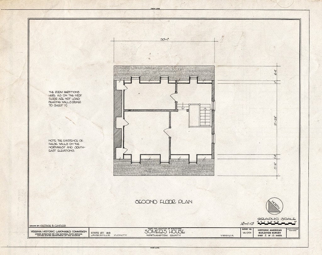 Blueprint HABS VA,66-JAM.V,1- (Sheet 2 of 13) - Somers House, State Route 183 Vicinity, Jamesville, Northampton County, VA