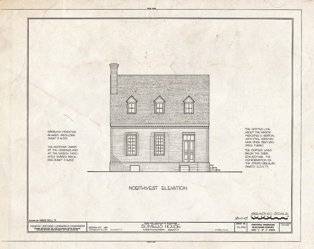 Blueprint HABS VA,66-JAM.V,1- (Sheet 3 of 13) - Somers House, State Route 183 Vicinity, Jamesville, Northampton County, VA