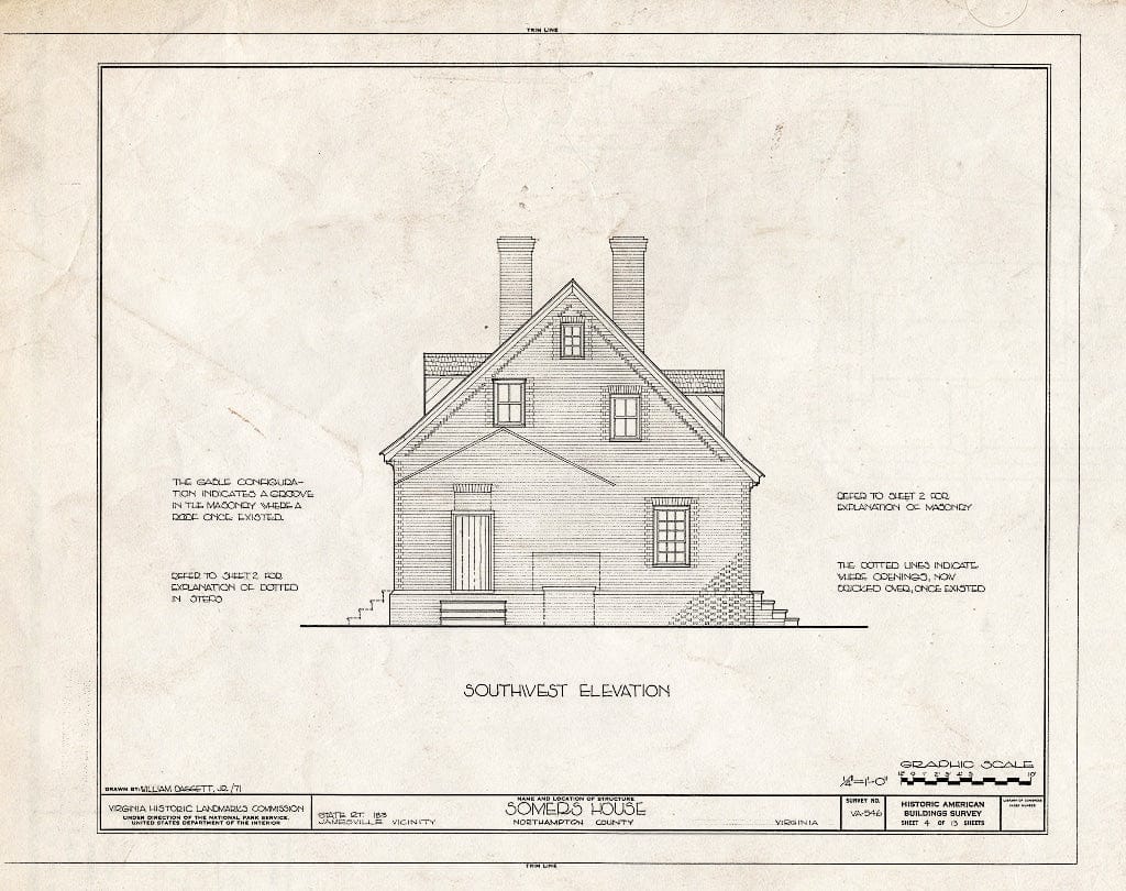 Blueprint HABS VA,66-JAM.V,1- (Sheet 4 of 13) - Somers House, State Route 183 Vicinity, Jamesville, Northampton County, VA