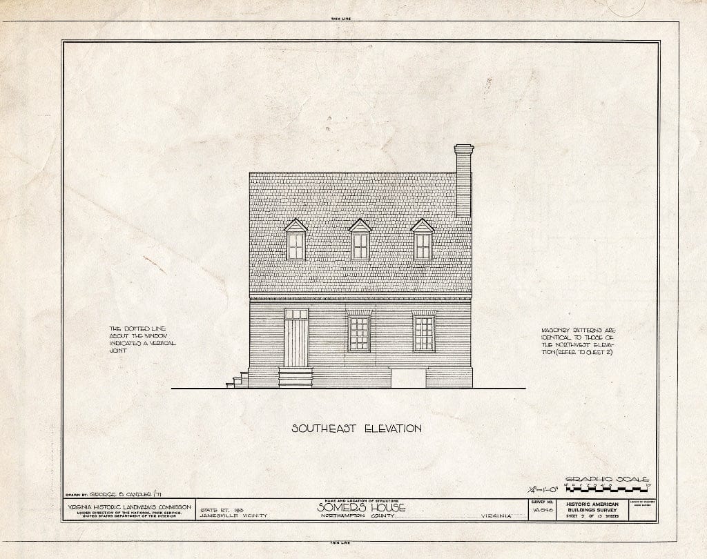 Blueprint HABS VA,66-JAM.V,1- (Sheet 5 of 13) - Somers House, State Route 183 Vicinity, Jamesville, Northampton County, VA