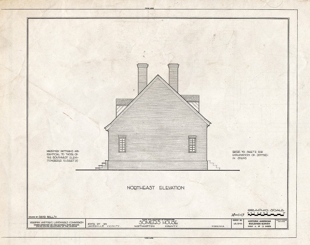 Blueprint HABS VA,66-JAM.V,1- (Sheet 6 of 13) - Somers House, State Route 183 Vicinity, Jamesville, Northampton County, VA