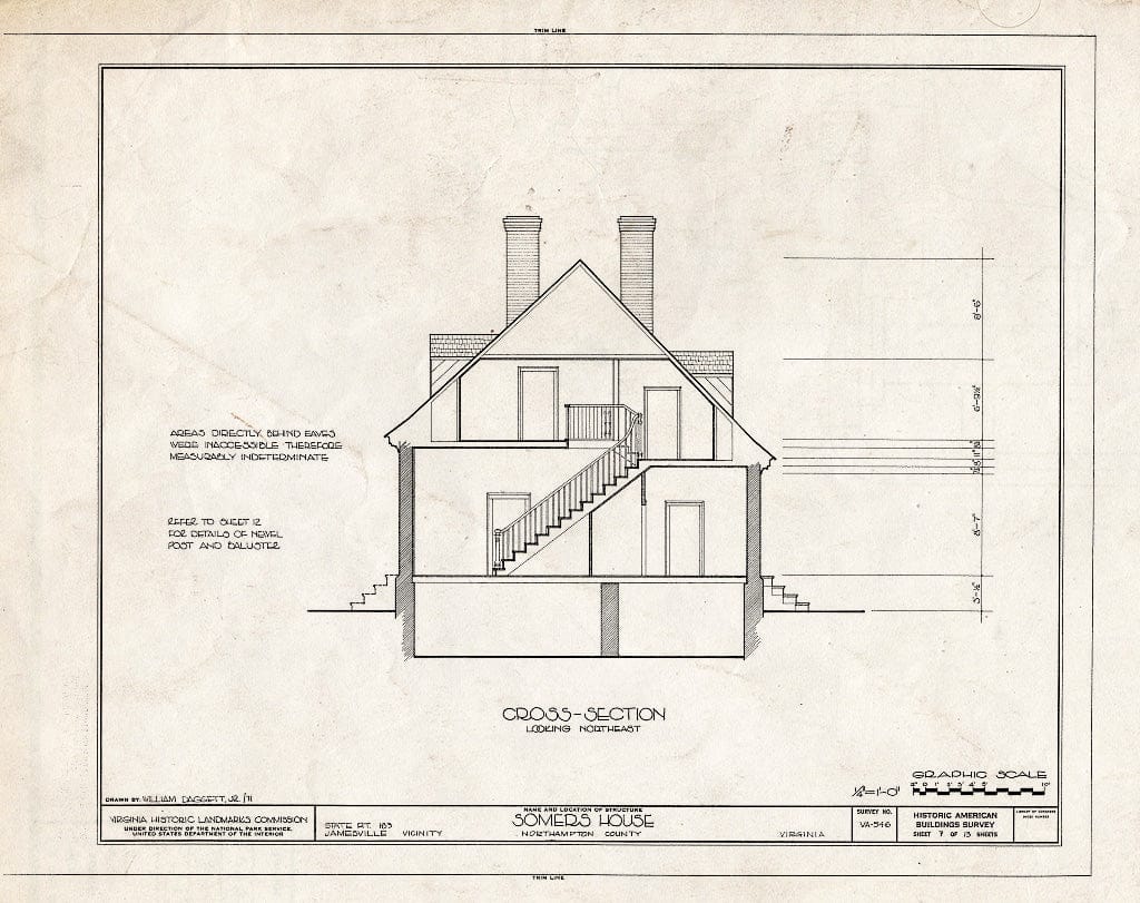 Blueprint HABS VA,66-JAM.V,1- (Sheet 7 of 13) - Somers House, State Route 183 Vicinity, Jamesville, Northampton County, VA