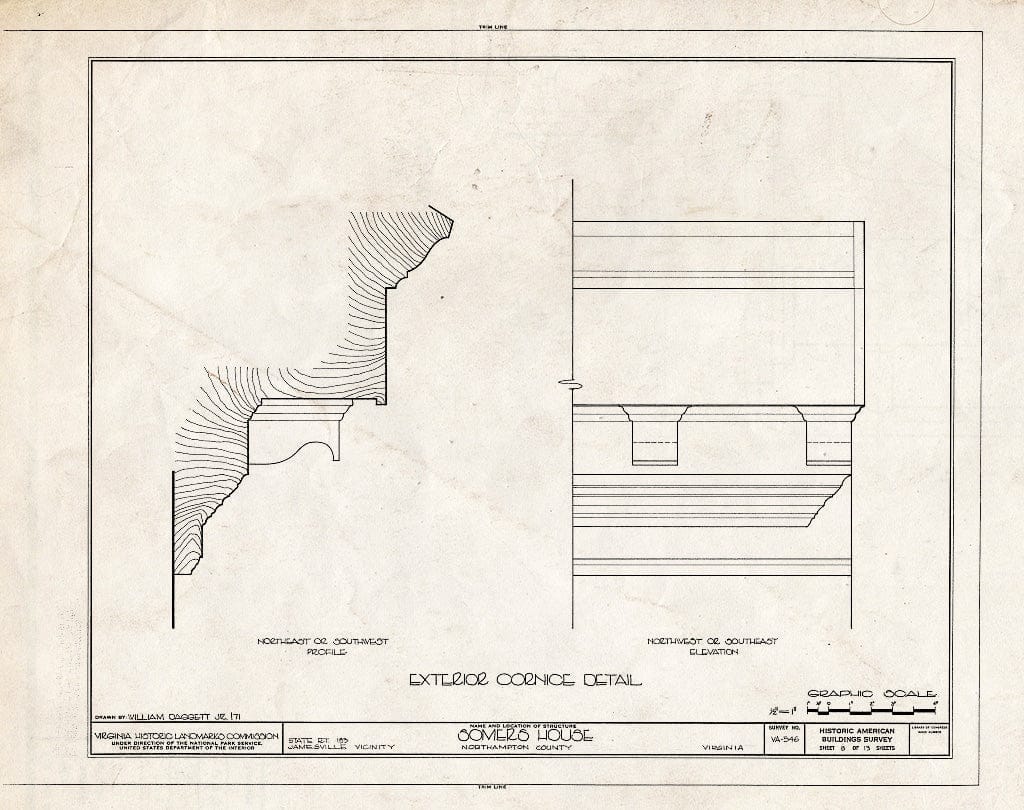 Blueprint HABS VA,66-JAM.V,1- (Sheet 8 of 13) - Somers House, State Route 183 Vicinity, Jamesville, Northampton County, VA