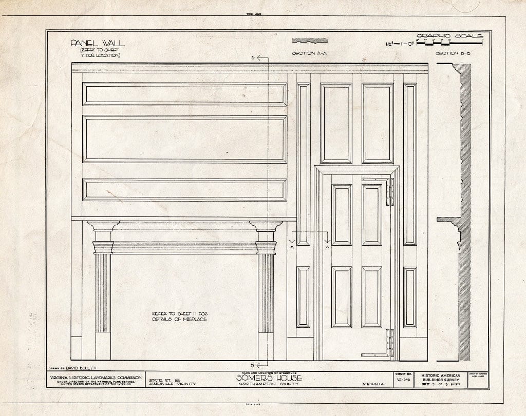 Blueprint HABS VA,66-JAM.V,1- (Sheet 9 of 13) - Somers House, State Route 183 Vicinity, Jamesville, Northampton County, VA