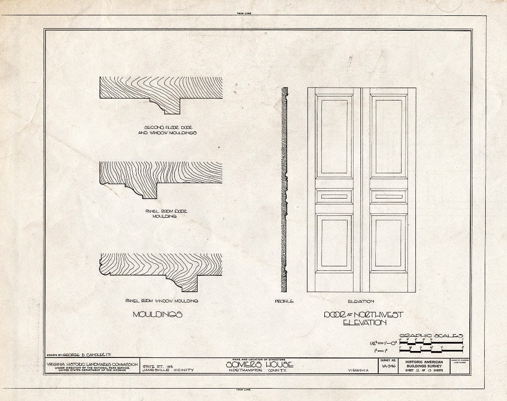 Blueprint HABS VA,66-JAM.V,1- (Sheet 12 of 13) - Somers House, State Route 183 Vicinity, Jamesville, Northampton County, VA