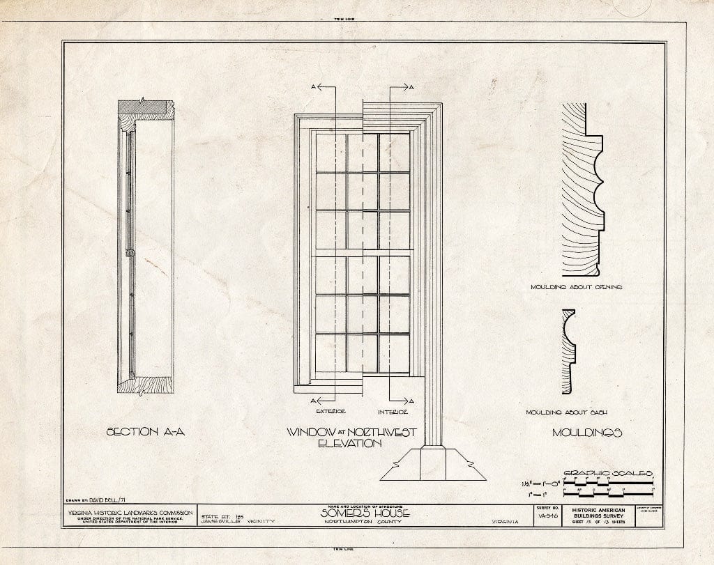 Blueprint HABS VA,66-JAM.V,1- (Sheet 13 of 13) - Somers House, State Route 183 Vicinity, Jamesville, Northampton County, VA
