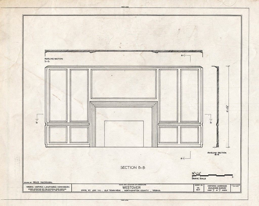 Blueprint HABS VA,66-East.V,7- (Sheet 7 of 7) - Westover, State Route 630/U.S. Route 1 Vicinity (Old Town Neck), Eastville, Northampton County, VA