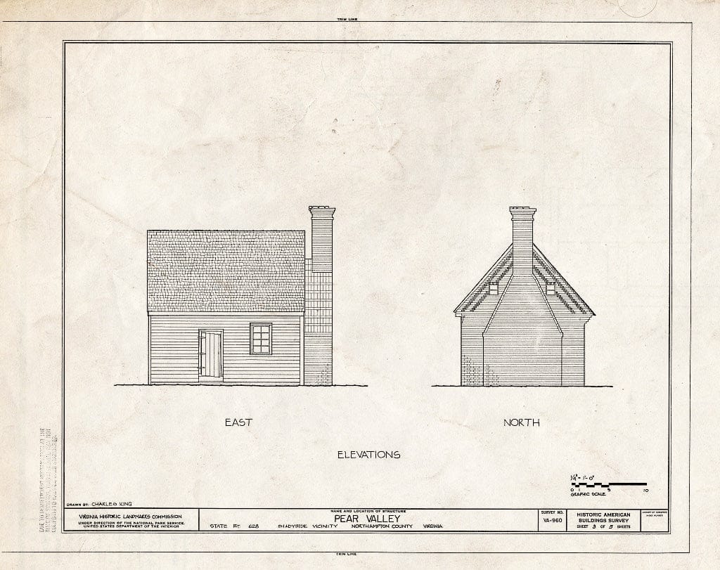Blueprint HABS VA,66-SHAD.V,1- (Sheet 3 of 5) - Pear Valley, State Route 628 Vicinity, Shadyside, Northampton County, VA
