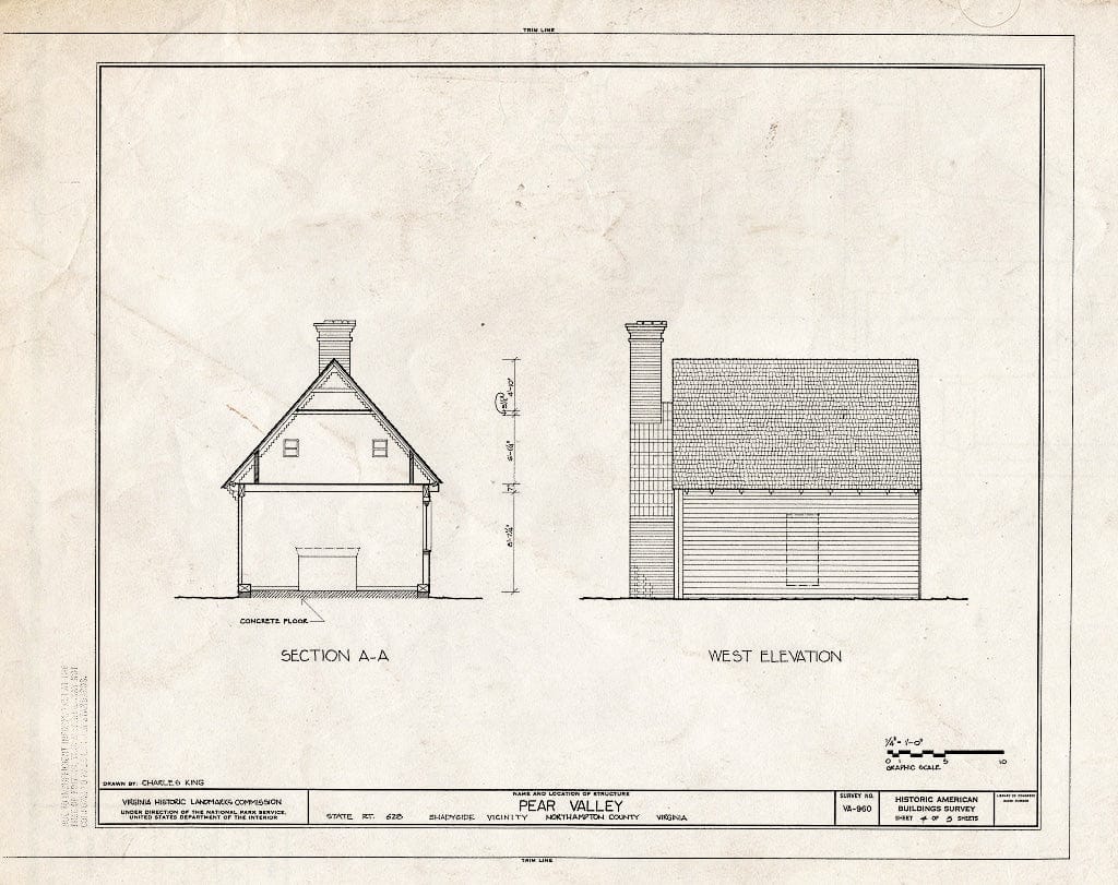 Blueprint HABS VA,66-SHAD.V,1- (Sheet 4 of 5) - Pear Valley, State Route 628 Vicinity, Shadyside, Northampton County, VA