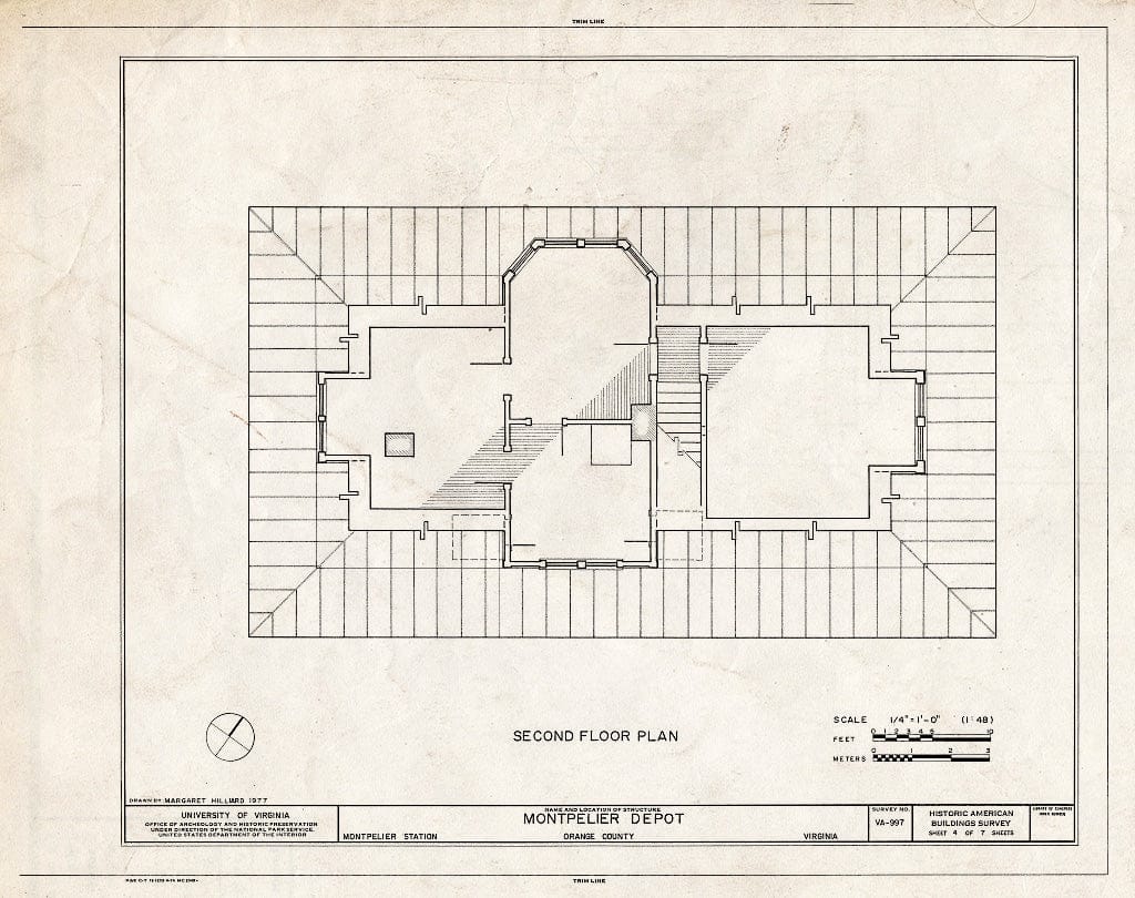 Blueprint Second Floor Plan - Montpelier Depot, State Route 20 at Orange County Road 639, Montpelier Station, Orange County, VA