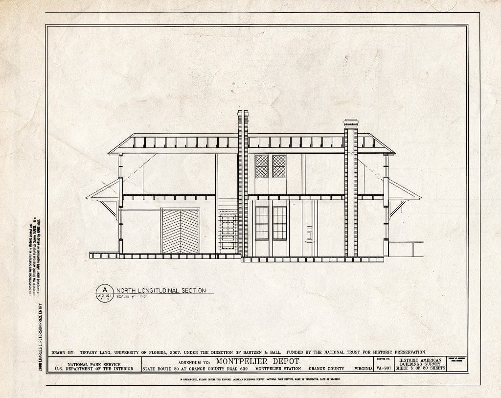 Blueprint Section - Montpelier Depot, State Route 20 at Orange County Road 639, Montpelier Station, Orange County, VA