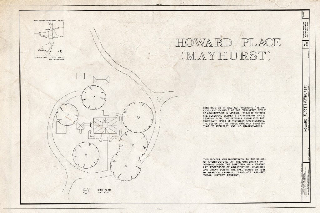 Blueprint HABS VA,69-ORA.V,1- (Sheet 1 of 4) - Howard Place, U.S. Route 15, Montpelier Station, Orange County, VA