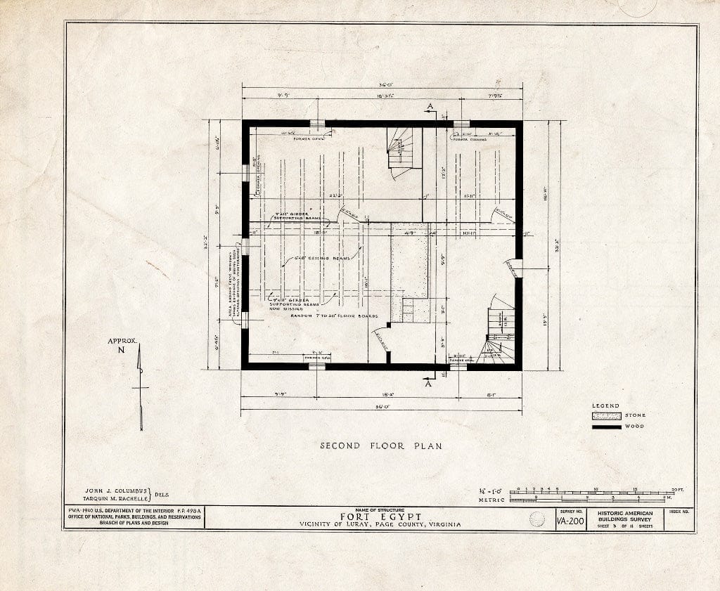 Blueprint HABS VA,70-LURA.V,2- (Sheet 3 of 11) - Fort Egypt, State Route 615, Luray, Page County, VA