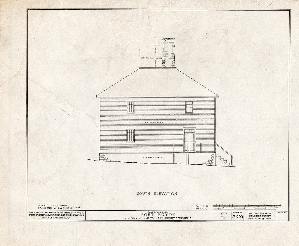 Blueprint HABS VA,70-LURA.V,2- (Sheet 4 of 11) - Fort Egypt, State Route 615, Luray, Page County, VA