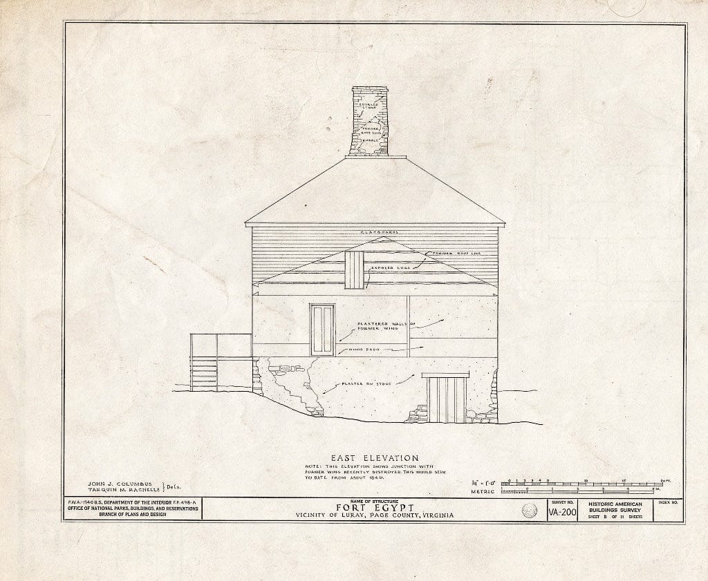 Blueprint HABS VA,70-LURA.V,2- (Sheet 5 of 11) - Fort Egypt, State Route 615, Luray, Page County, VA