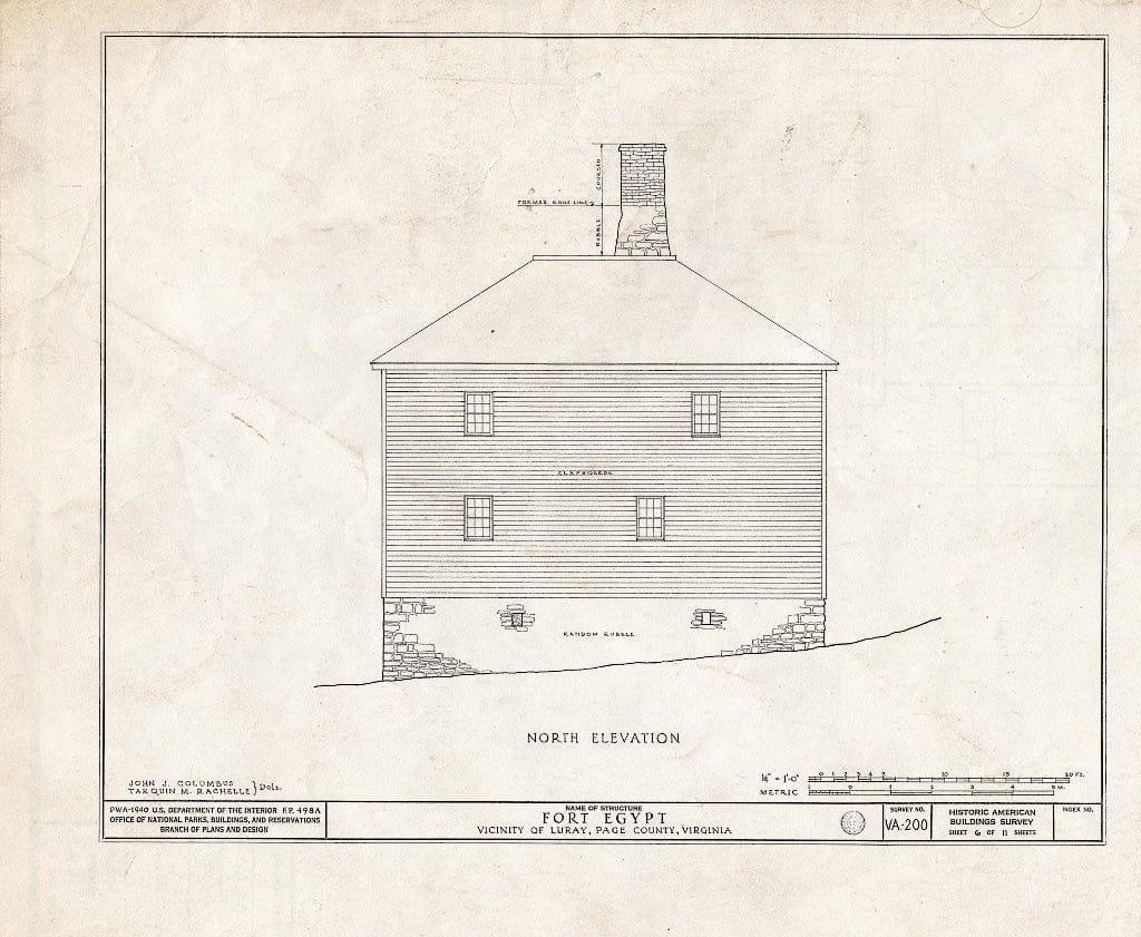Blueprint HABS VA,70-LURA.V,2- (Sheet 6 of 11) - Fort Egypt, State Route 615, Luray, Page County, VA