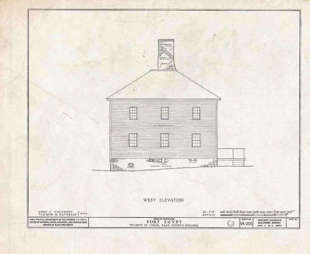 Blueprint HABS VA,70-LURA.V,2- (Sheet 7 of 11) - Fort Egypt, State Route 615, Luray, Page County, VA