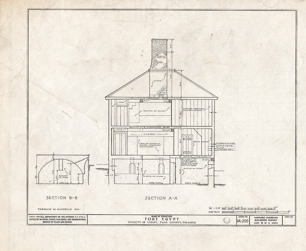 Blueprint HABS VA,70-LURA.V,2- (Sheet 8 of 11) - Fort Egypt, State Route 615, Luray, Page County, VA