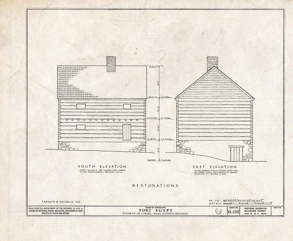 Blueprint HABS VA,70-LURA.V,2- (Sheet 9 of 11) - Fort Egypt, State Route 615, Luray, Page County, VA