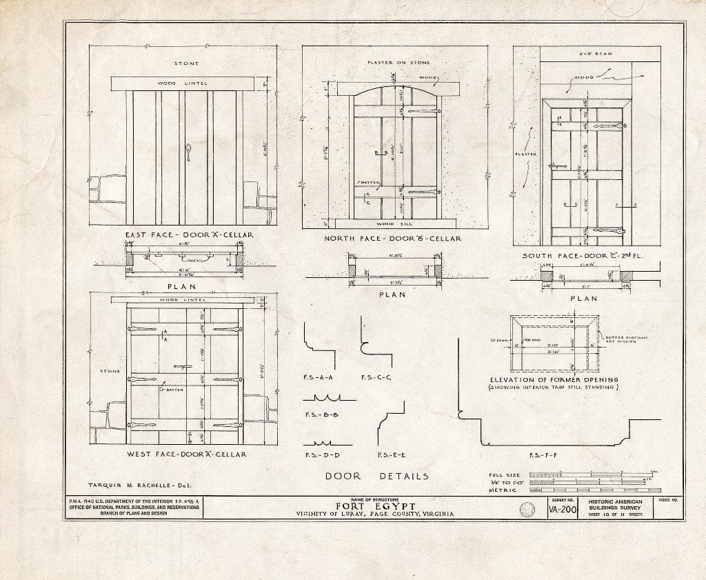 Blueprint HABS VA,70-LURA.V,2- (Sheet 10 of 11) - Fort Egypt, State Route 615, Luray, Page County, VA