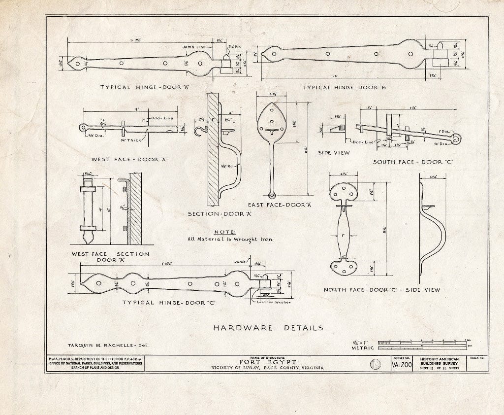 Blueprint HABS VA,70-LURA.V,2- (Sheet 11 of 11) - Fort Egypt, State Route 615, Luray, Page County, VA