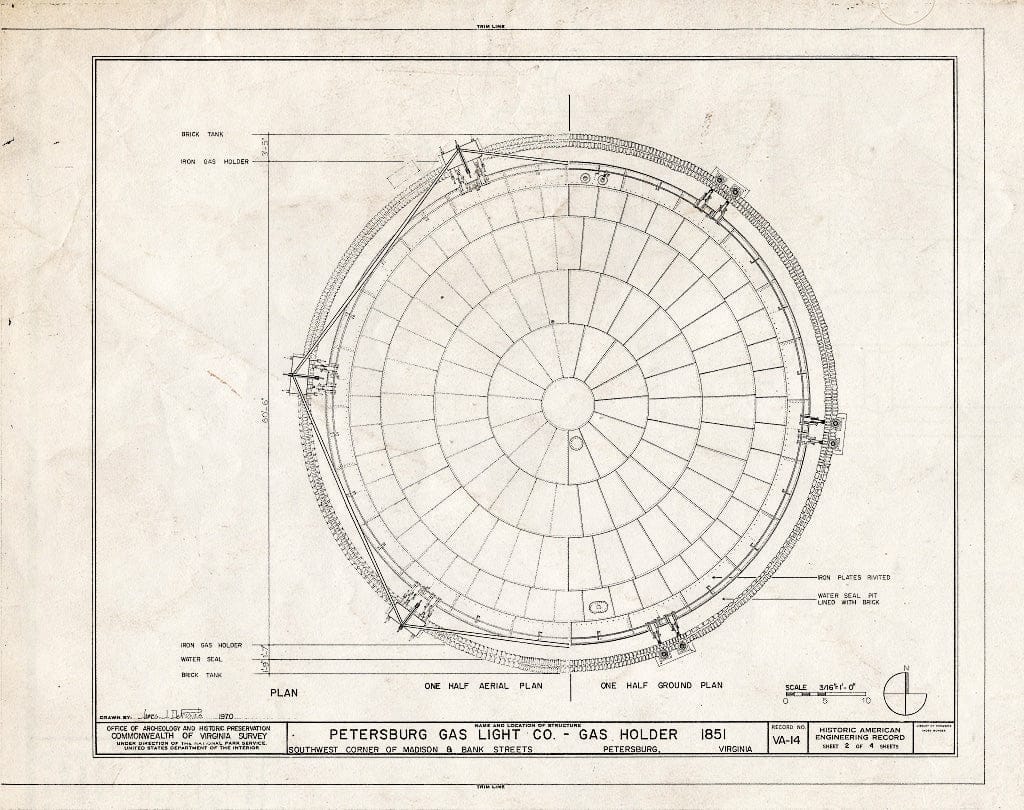 Blueprint HAER VA,27-PET,33A- (Sheet 2 of 4) - Petersburg Gas Light Company, Gasholder, Bank & Madison Streets Vicinity, Petersburg, Petersburg, VA