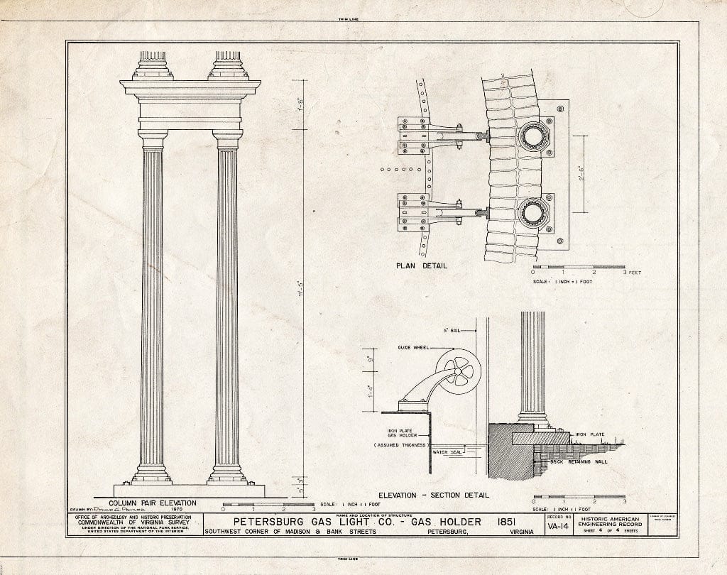 Blueprint HAER VA,27-PET,33A- (Sheet 4 of 4) - Petersburg Gas Light Company, Gasholder, Bank & Madison Streets Vicinity, Petersburg, Petersburg, VA