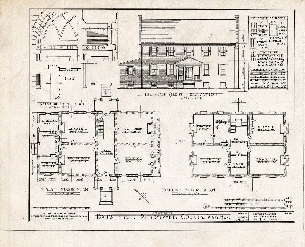 Blueprint HABS VA,72-DANV.V,1- (Sheet 1 of 3) - Dan's Hill, State Route 1011 Vicinity, Danville, Danville, VA