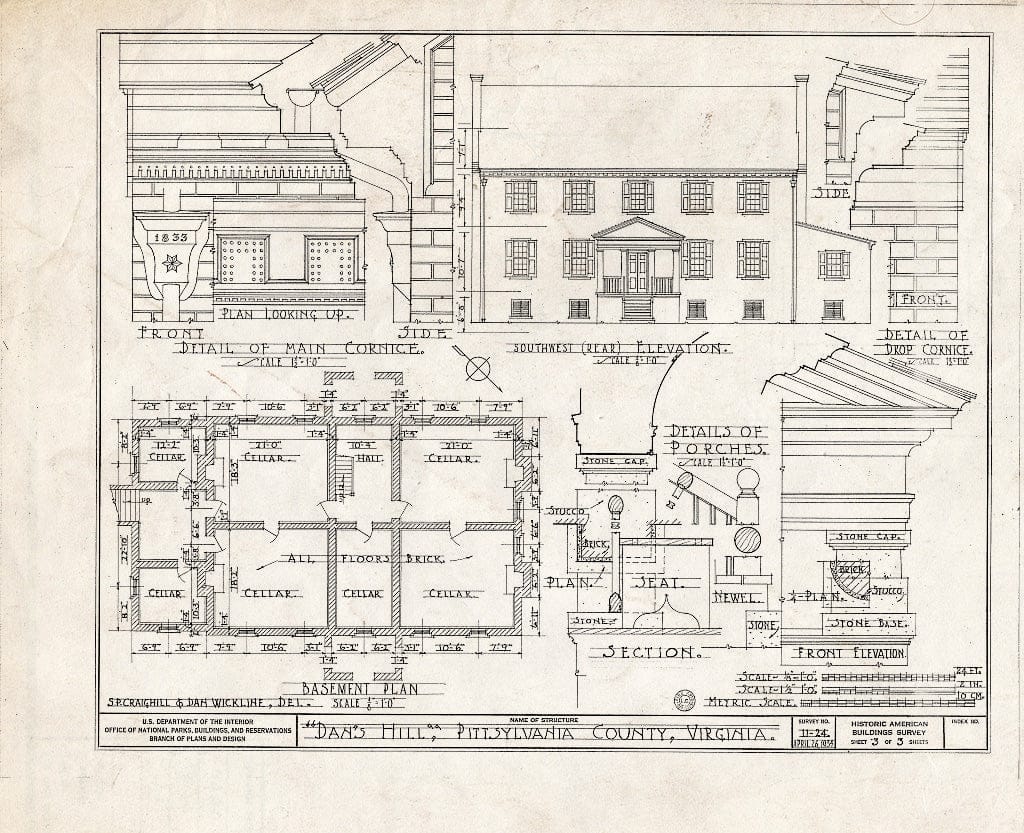 Blueprint HABS VA,72-DANV.V,1- (Sheet 3 of 3) - Dan's Hill, State Route 1011 Vicinity, Danville, Danville, VA