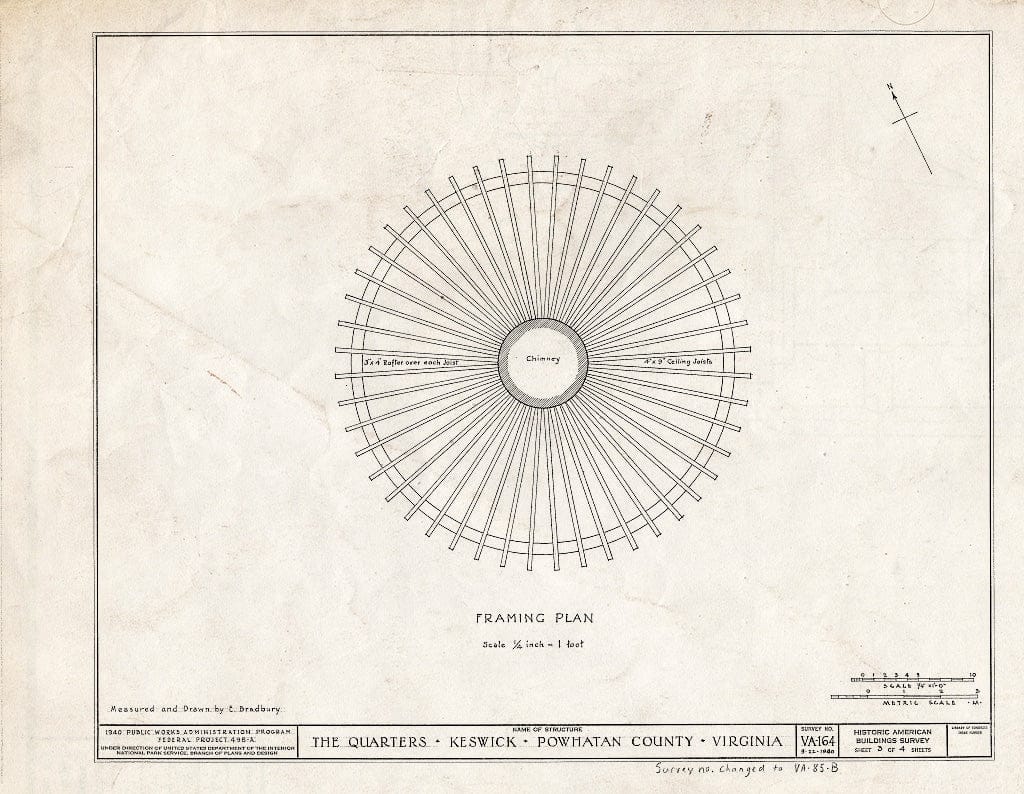 Blueprint HABS VA,73-Hug.V,1B- (Sheet 3 of 4) - Keswick, Quarters, State Route 711 Vicinity, Huguenot, Powhatan County, VA