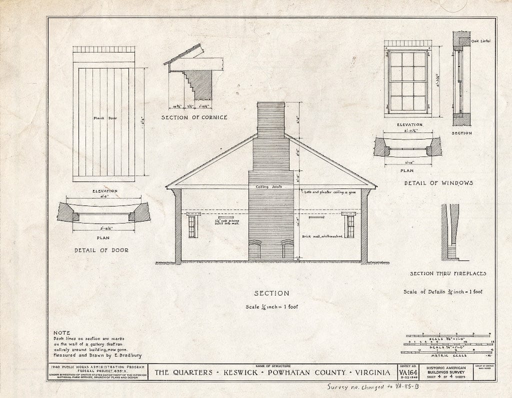 Blueprint HABS VA,73-Hug.V,1B- (Sheet 4 of 4) - Keswick, Quarters, State Route 711 Vicinity, Huguenot, Powhatan County, VA
