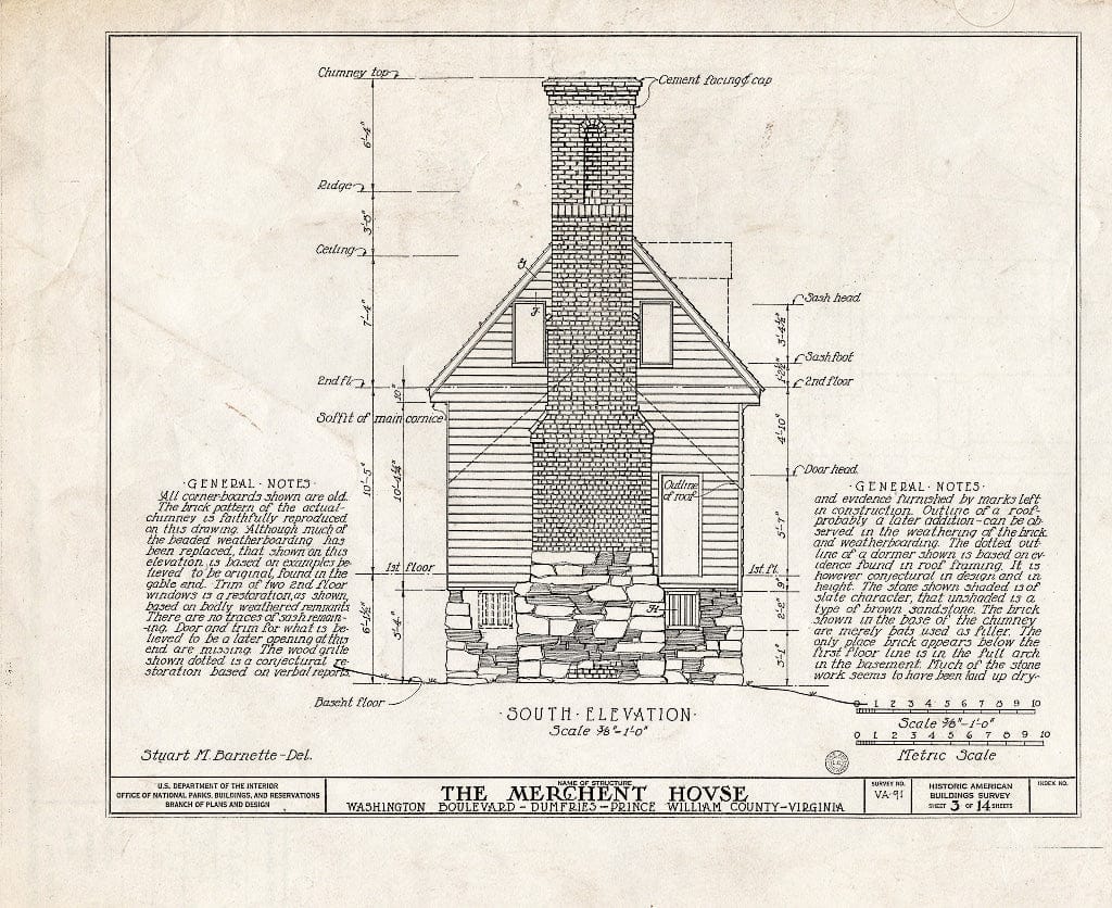Blueprint HABS VA,76-DUMF,1- (Sheet 3 of 14) - Merchent House, Main Street, Dumfries, Prince William County, VA