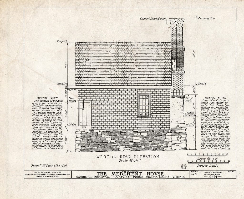 Blueprint HABS VA,76-DUMF,1- (Sheet 4 of 14) - Merchent House, Main Street, Dumfries, Prince William County, VA