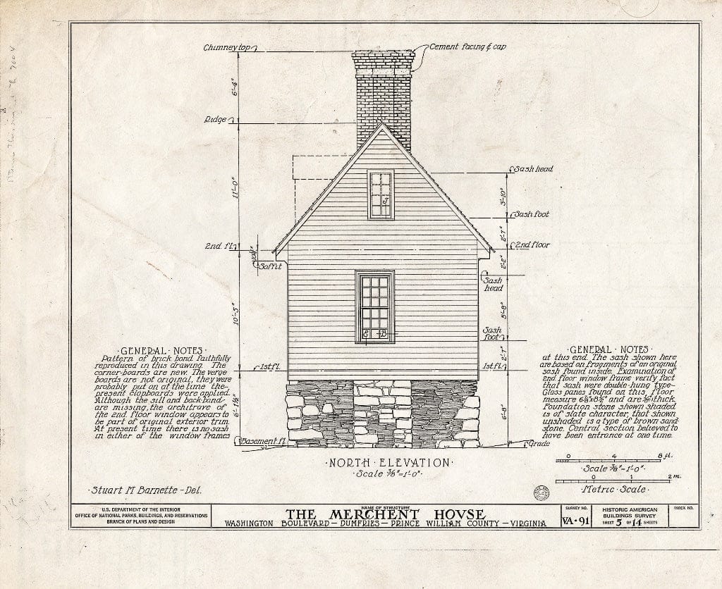 Blueprint HABS VA,76-DUMF,1- (Sheet 5 of 14) - Merchent House, Main Street, Dumfries, Prince William County, VA
